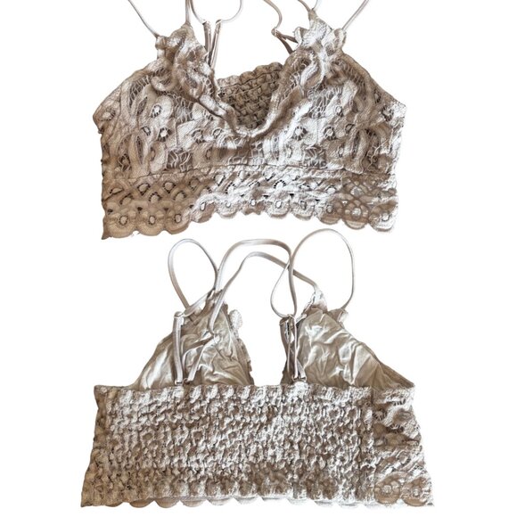 163. White Lace Bralette – Size Large, Delicate Floral Design, Soft & Stretchy - Picture 1 of 1